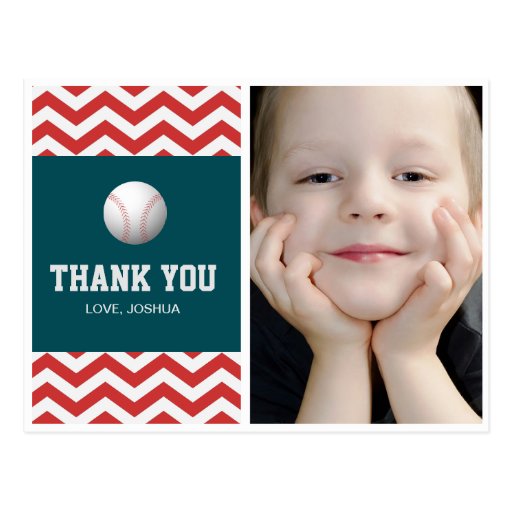 Baseball theme thank you postcard for boys Zazzle
