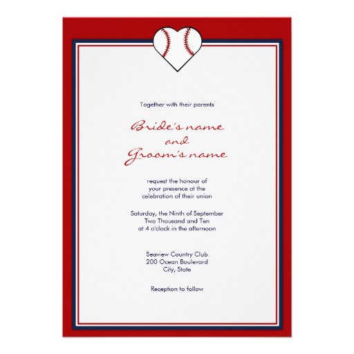 Baseball Theme Wedding Invitations