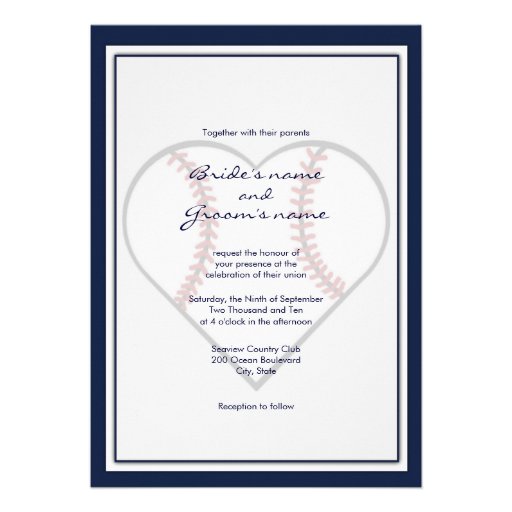 Baseball Theme Wedding Invitations (front side)
