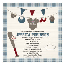 Baseball Themed Baby Shower Invitations