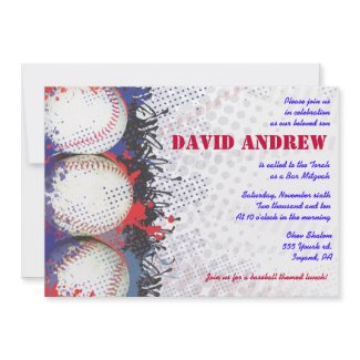 Baseball Themed Bar Bat Mitzvah Invitation invitation