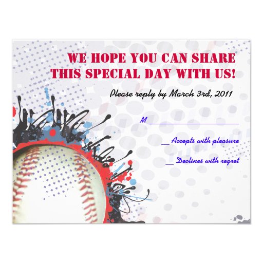 Baseball Themed Bar Mitzvah Invitation reply card