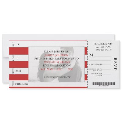 Baseball Ticket Personalized Announcements
