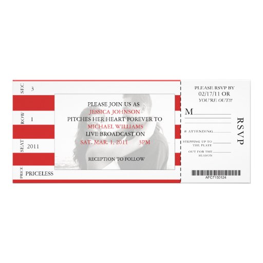 Baseball Ticket Personalized Announcements