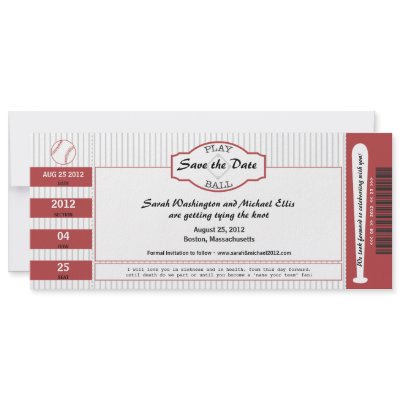 Baseball Ticket Save the Date Custom Invitations