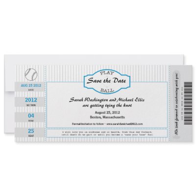 Baseball Ticket Save the Date Custom Invites