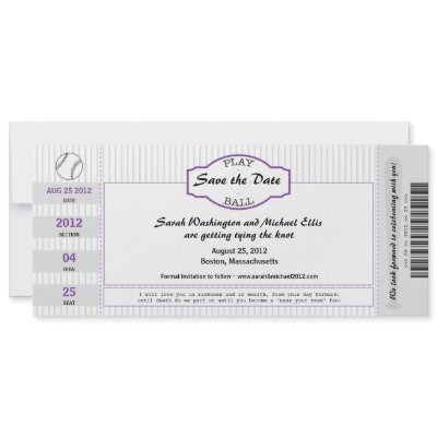 Baseball Ticket Save the Date Personalized Announcements