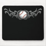 Baseball Tribal Flames Grey Mousepad