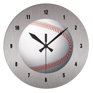 Baseball White & Red Design Clock