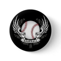 Baseball Wings Button