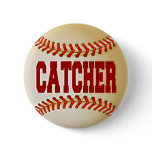 Baseball with Catcher Text Pin