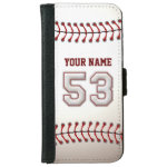 Baseball with Customizable Name Number 53 iPhone 6 Wallet Case Baseball with Customizable Name Number 53 iPhone 6 Wallet Case
