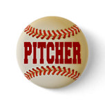 Baseball with Pitcher Text Pin