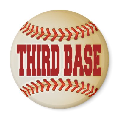 Baseball with Third Base Text Refrigerator Magnet by dgpaulart