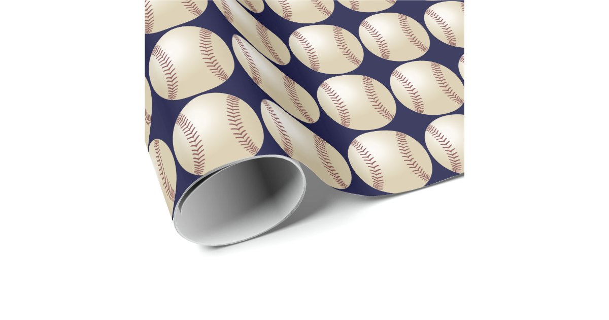 Baseball Wrapping Paper, Dark Blue Background Wrapping Paper Zazzle