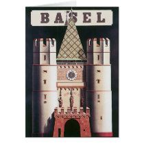 Basel Vintage Travel Poster cards by vintagegiftmall Basel Vintage Travel Poster cards