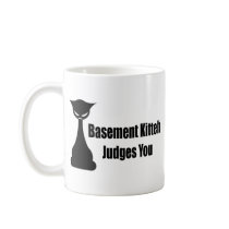 Basement Kitteh Judges You Coffee Mug