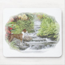basenji by water fall mousepad