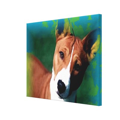 Basenji Stretched Canvas Print by SwiftPopArtAnimals