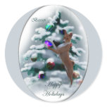 Basenji Christmas Gifts Round Stickers