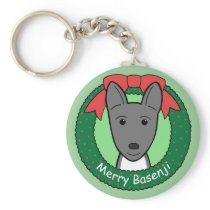 Basenji Christmas Keychain