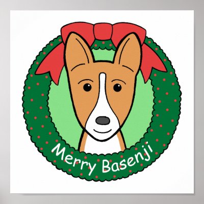 Basenji Christmas Poster by dogcartoons