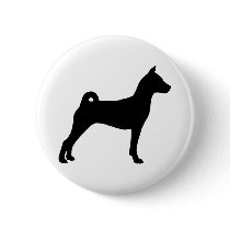 Basenji Dog (in black) Button