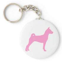 Basenji Dog (in pink) Key Chains