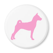 Basenji Dog (in pink) Refrigerator Magnets