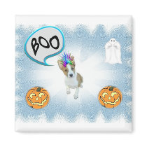 Basenji Halloween BOO Magnet by deesbasenjis Basenji Halloween BOO Magnet