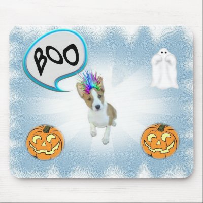 Basenji Halloween Boo Mousepad by deesbasenjis