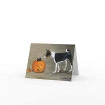 "Basenji Halloween" Dog Art Notecard