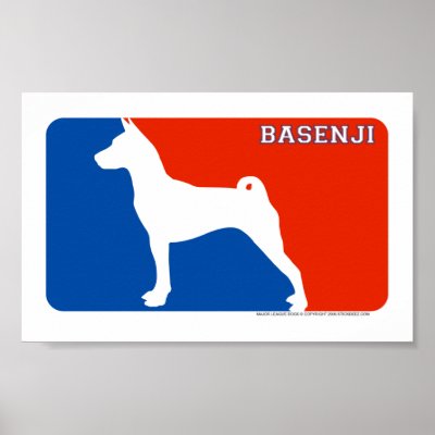 Basenji Major League Dog Print by dogsilhouettes