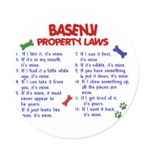 BASENJI Property Laws 2 Round Stickers