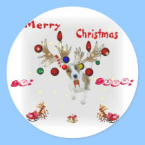 Basenji Reindeer Gift Tags stickers