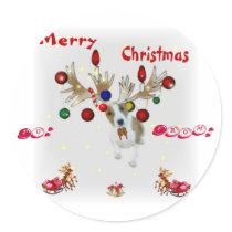 Basenji Reindeer Gift Tags Sticker