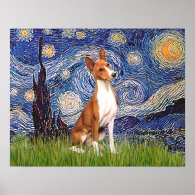 Basenji - Starry Night Print by masterpiecedogs
