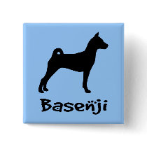 Basenji w/ Cool Text (in black) Pinback Buttons
