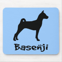 Basenji w/ Cool Text (in black) Mousepad