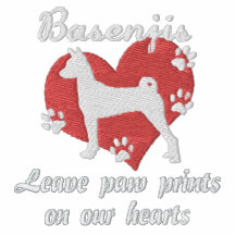 Basenjis Leave Paw Prints Embroidered Shirt LS