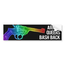 Bash Back sticker (rainbow pistol) bumper stickers by destructobot Bash Back sticker (rainbow pistol) bumper stickers
