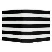 Basic Black and White Stripes Vinyl Binder