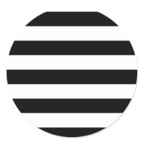 Basic Black and White Stripes Round Stickers