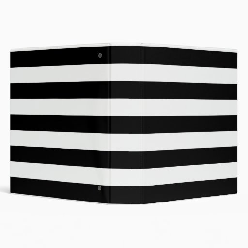 Basic Black and White Stripes Vinyl Binder