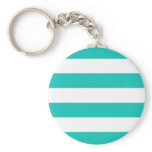 Basic Bluegreen Stripes Pattern Keychain