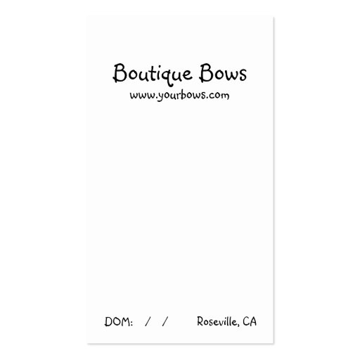 Basic Boutique Bow Card Business Card Template (front side)