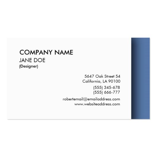 Basic Business Card with Blue Detail (front side)