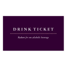Basic Clean Plum Drink Ticket Business Card Template
