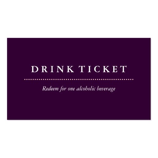 Basic Clean Plum Drink Ticket Business Card Template (front side)