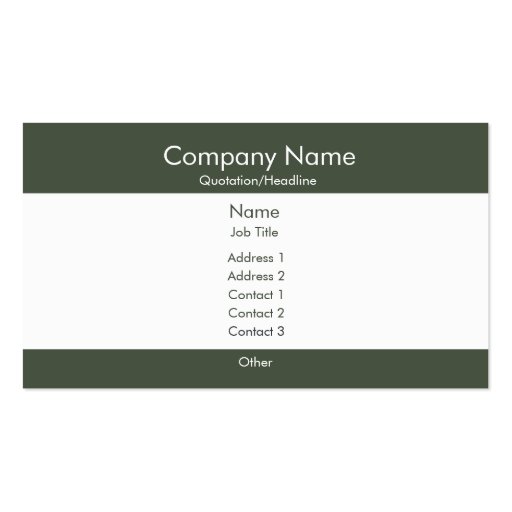 Basic Dark Green & White Business Cards (front side)